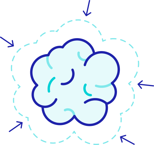 Blue illustration of tumor shrinking.